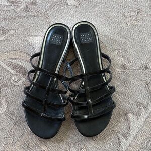 White House Black Market Black Multi-Strap Slide Sandals